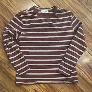 Parke Hometown Long Sleeve Striped Tee in Mocha Stripe